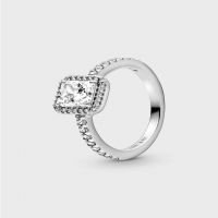 Pandora Square Sparkle Halo Ring